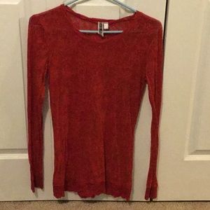 BKE Burnout top with Lace hem. Size M